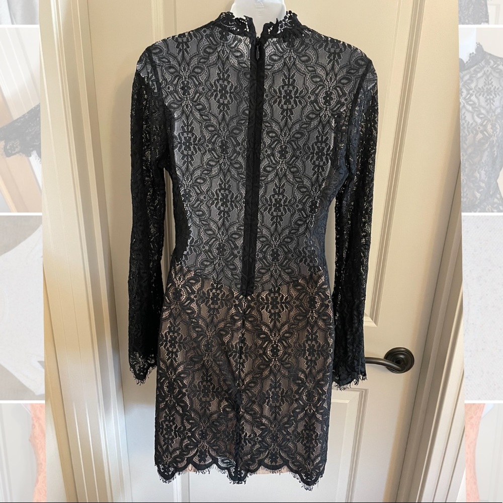 RYSE THE LABEL - Black Lace/Beige Nude Lined Dress - size Medium - Picture 2 of 5